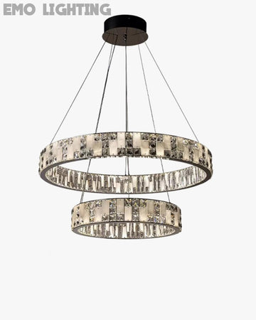 Tiered Round Crystal Alabaster Chandelier