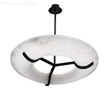 Round Alabaster Dining Room Chandelier, Modern Lamp