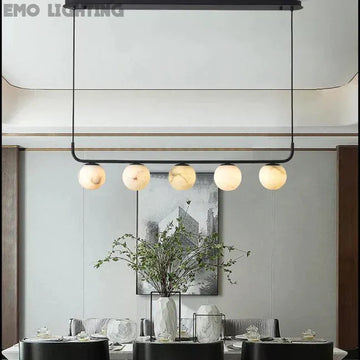 Amaris Alabaster Global Kitchen Island Pendant 5 Lights