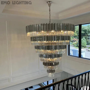 Extra Large Round Cone Tiered Crystal Chandelier for Foyer/Enterway/Living Room