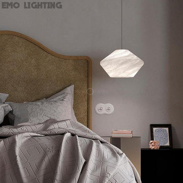 Decorative Alabaster Bedside Pendant Light, Living Room Pendant Light