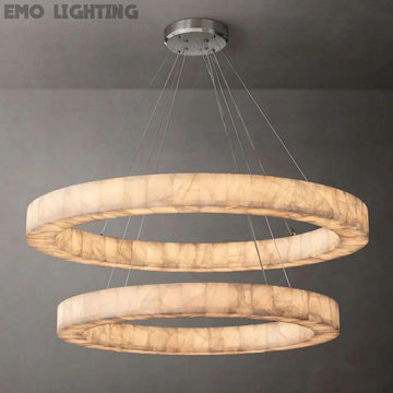 Rivage 2-Tier Round Calcite Chandelier 60"
