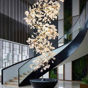 Ginkgo Ceramic Staircase Long Branch Chandelier