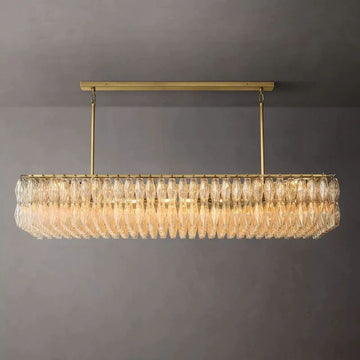 Chiara Clear Glass Rectangular Chandelier 74" For Living Room