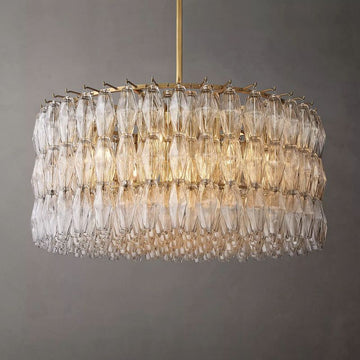 Chiara Clear Glass Round Chandelier 37" For Living Room