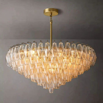 Chiara Clear Glass Tiered Round Chandelier 37" For Living Room