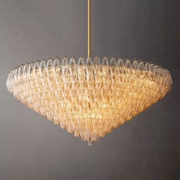 Chiara Clear Glass Tiered Round Chandelier 62" For Living Room