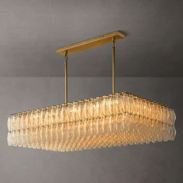 Chiara Glass Rectangular Chandelier 54" For Living Room