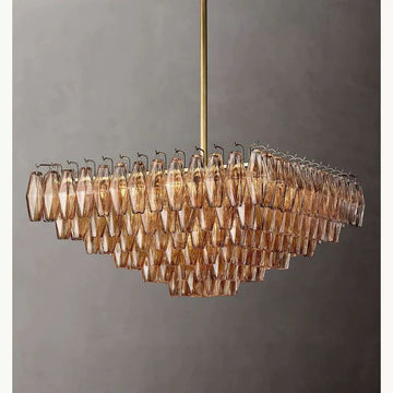 Chiara Smoke Glass Square Dining Room Chandelier 32"