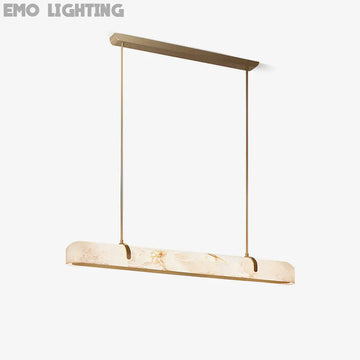 Eamon Linear Alabaster Chandelier, Kitchen Island Pendant Light