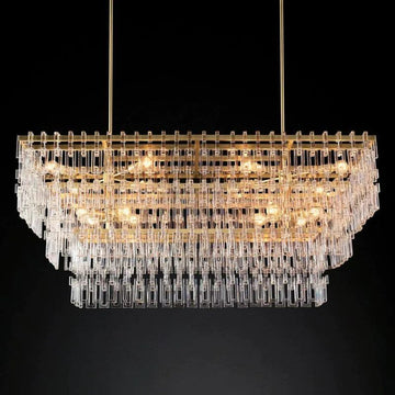 Marigan Crystal 3-Tier Rectangle Chandelier 60"