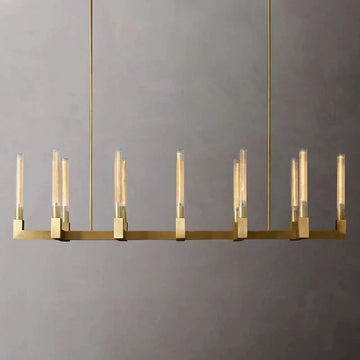 Cannel Glass Linear Chandelier 67"