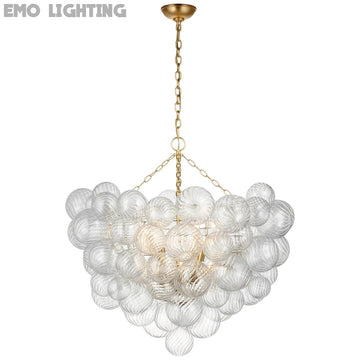 Modern Glass Globe Round Chandelier 38"