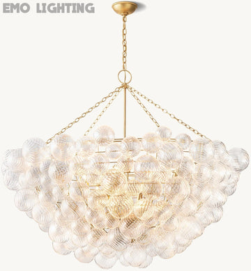 Modern Glass Globe Round Chandelier 56"