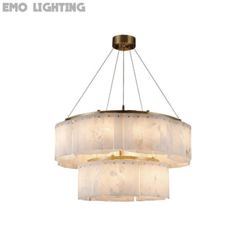 Lysander Modern Two- Tier Alabaster Chandelier Lighting