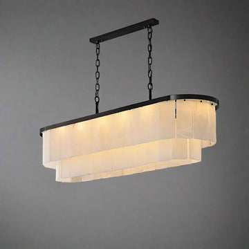 Black Alabaster Rectangular 2-Layer Chandelier