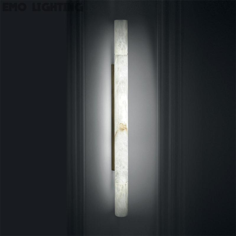 Garron Modern Alabaster Linear Wall Sconce Wall Light Fixtures J-CHANDELIER Brass 3'' W x 22'' H 