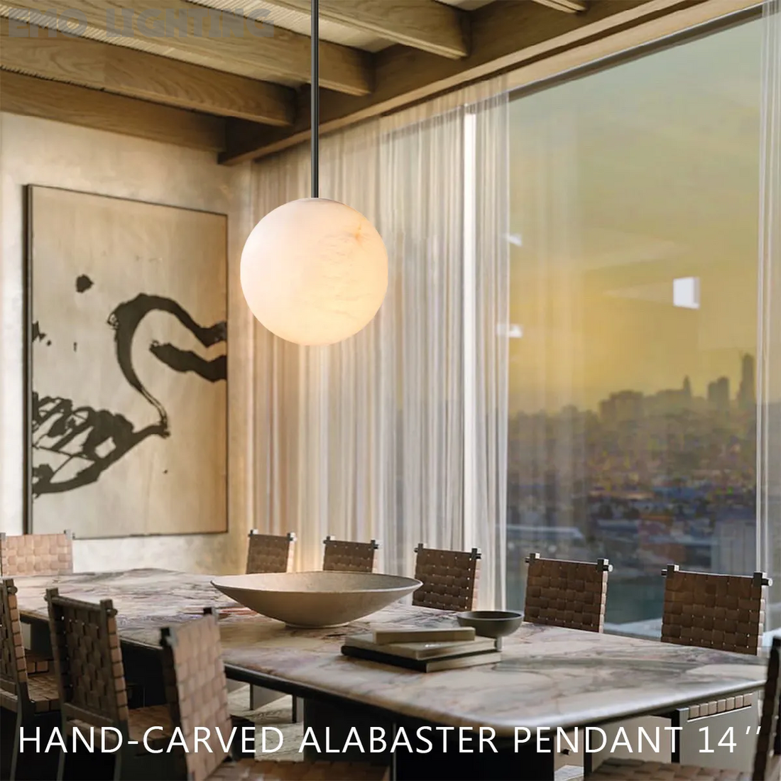 Alabaster Ball Modern Pendant Light