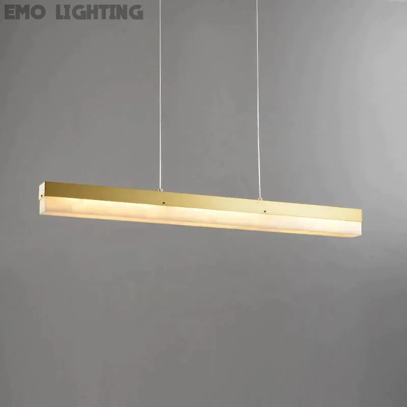 Timea Modern Alabaster Linear Pendant Light Over Kitchen Island, Chandelier Over Dining Table