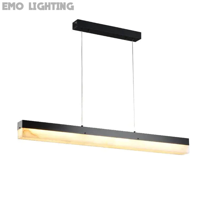 Timea Modern Alabaster Linear Pendant Light Over Kitchen Island, Chandelier Over Dining Table