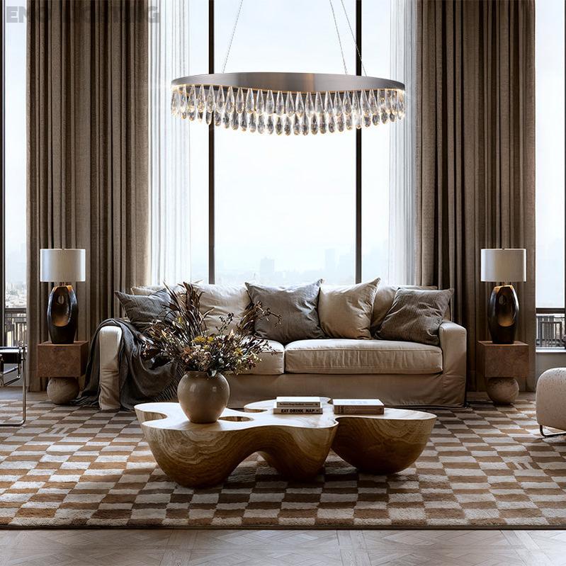 Modern Crystal Round Chandelier For Bedroom