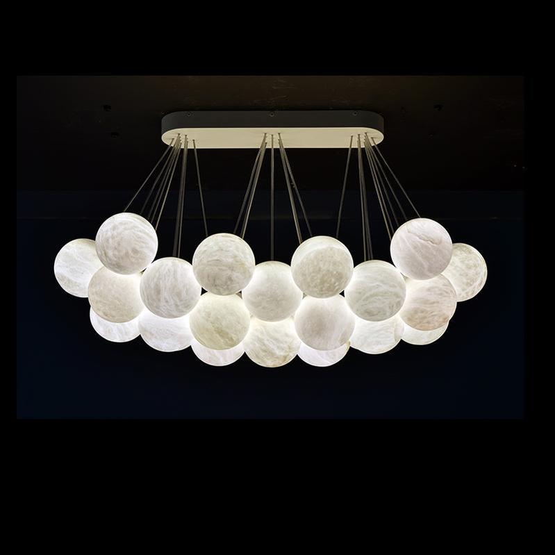 Nikita Luxury 27-Alabaster Ball Chandelier for Timeless