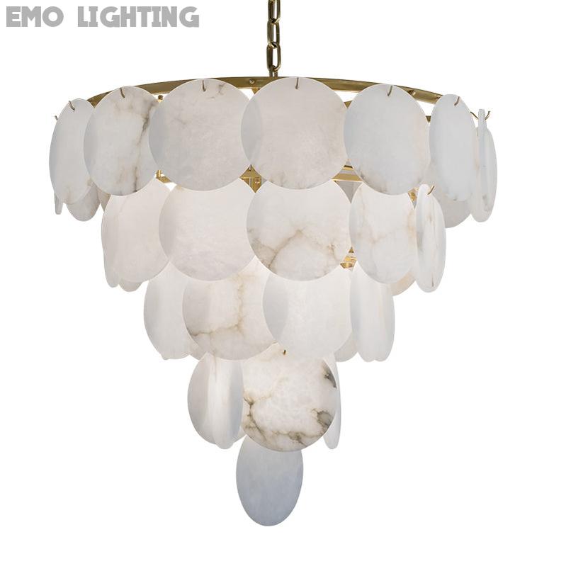 Aurora Round Chandelier Alabaster for Living Room Dining Table