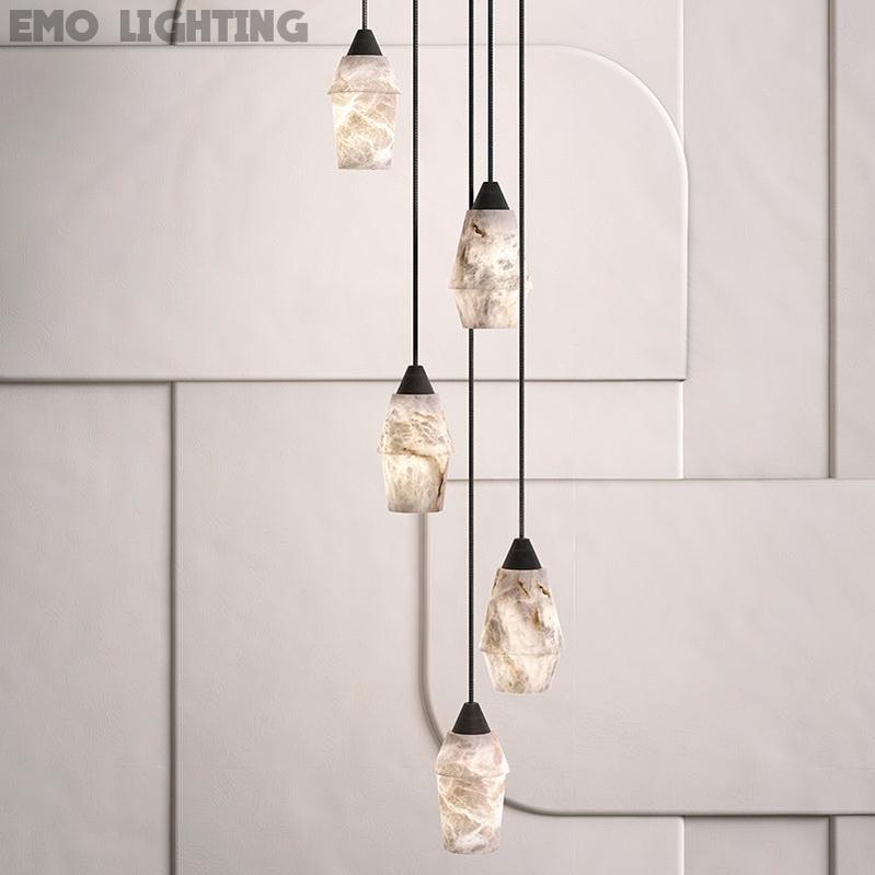 Emilia Alabaster Pendant Lighting Over Dining Table