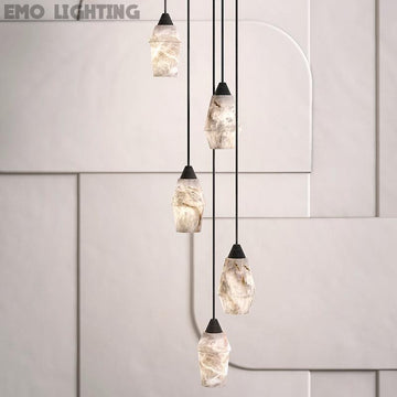 Tobey Alabaster Pendant Lighting, Interior Hanging Chandelier