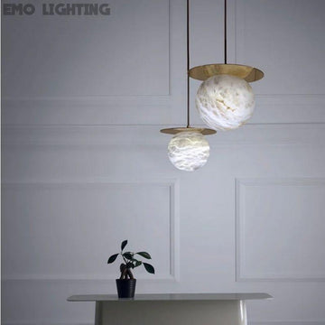 Small Organic Spanish Alabaster Bedside Pendant