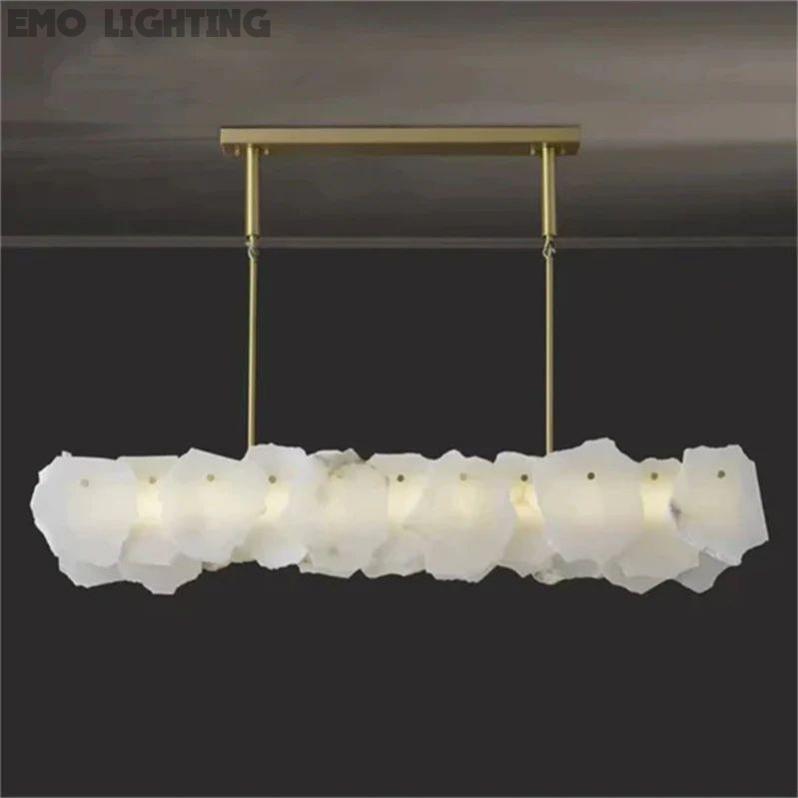 Alabaster Oval Chandelier with Rod, Dining Room Chandelier