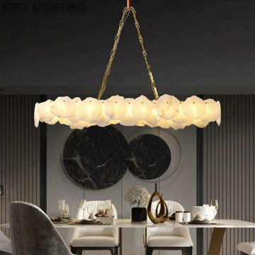 Alabaster OvalI Chandelier, Dining Room Chandelier