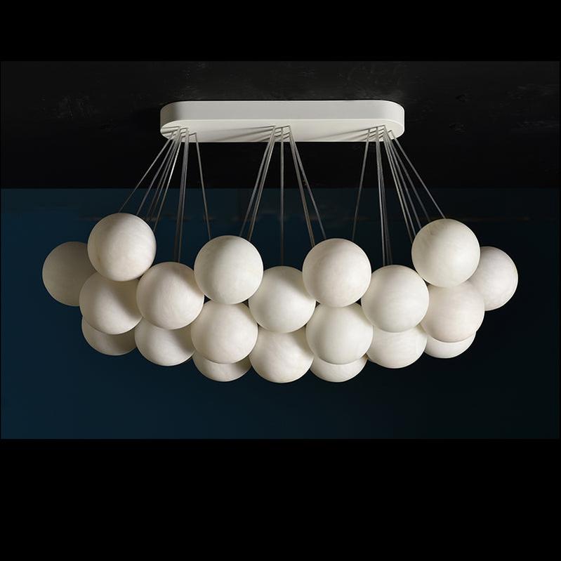 Nikita Luxury 27-Alabaster Ball Chandelier for Timeless
