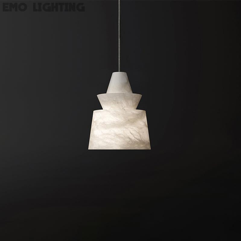 Flo Alabaster Pendant Light Beside Coffee Table