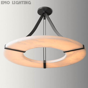 Madge Round Alabaster Plate Chandelier,  Illumination Lamps