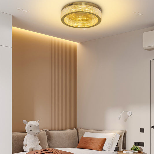 Brass Round Crystal Ceiling Lamp For Living Room Bedroom