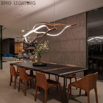 Modern Simple Brass Waving Chandelier for Living/Dining Room/Kitchen Island