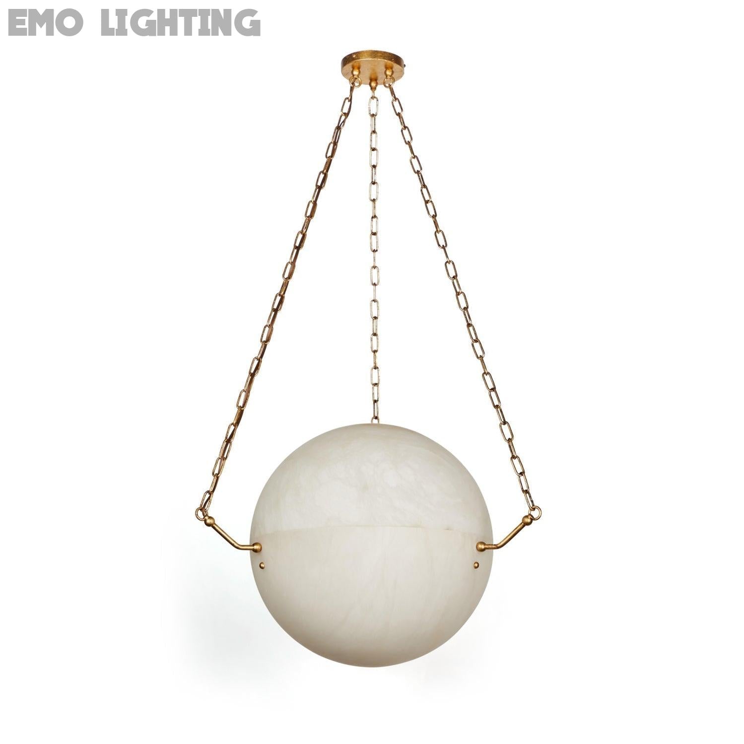 Alabaster Sphere Suspension Lamp, Pendant Kitchen Island Lamp