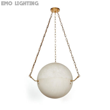 Alabaster Sphere Suspension Lamp, Pendant Kitchen Island Lamp