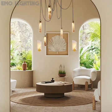 LUXURY MODERN ALABASTER FLINT LED MULTI-DROP PENDANT