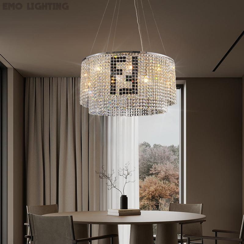 Luxury Crystal 2-Tier Round Chandelier For Kitchen