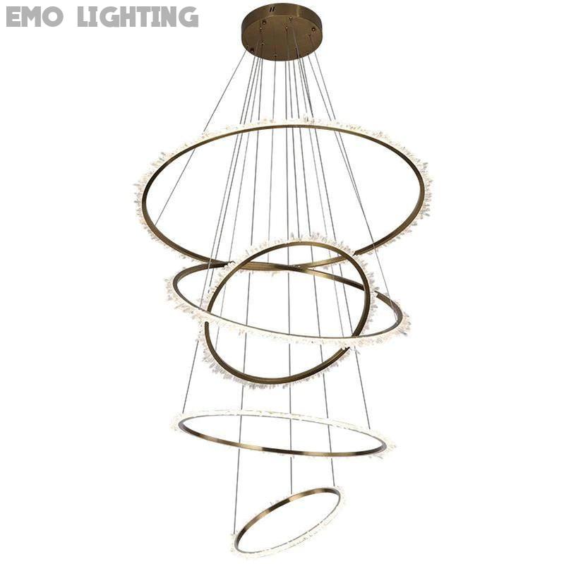 Rock Crystal Multi Rings Chandelier For Staircase - thebelacan