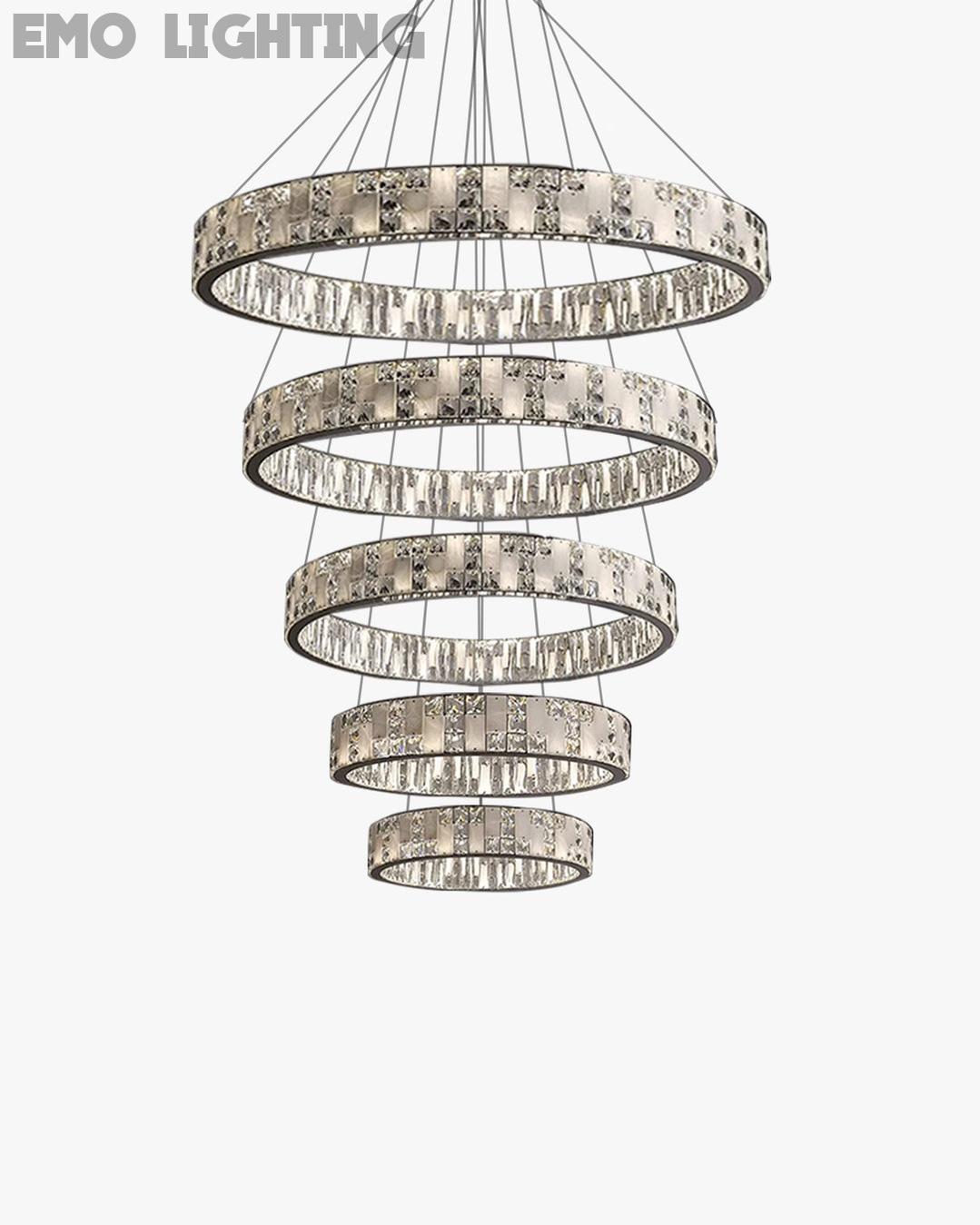 Tiered Round Crystal Alabaster Chandelier