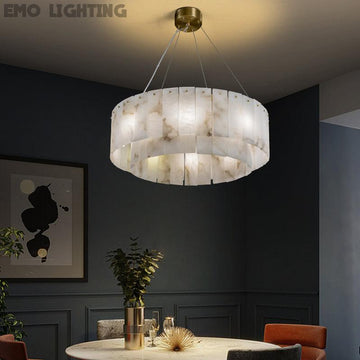 Victoria Alabaster Modern Round Chandelier