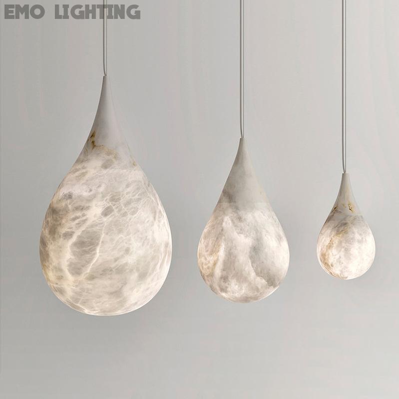 Hailey Alabaster Raindrop Pendant Lighting, Dining Table Pendant