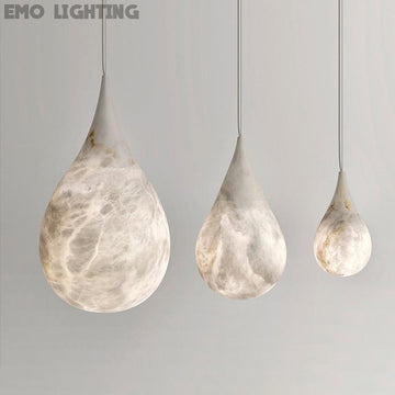 Hailey Alabaster Raindrop Pendant Lighting, Dining Table Pendant