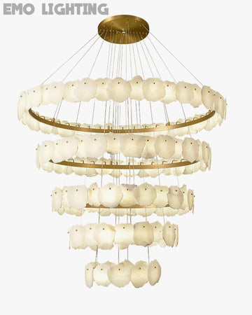 Tiered Circular Alabaster Chandelier