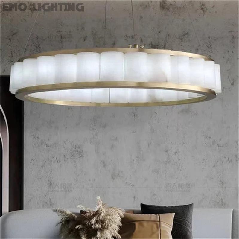 Gina Alabaster Circle Round Pendent Light, Galaxy Pendant Light