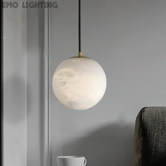 Modern Luxury Alabaster Ball Pendant Light, Island Mini Pendant Light