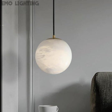 Modern Luxury Alabaster Ball Pendant Light, Island Mini Pendant Light